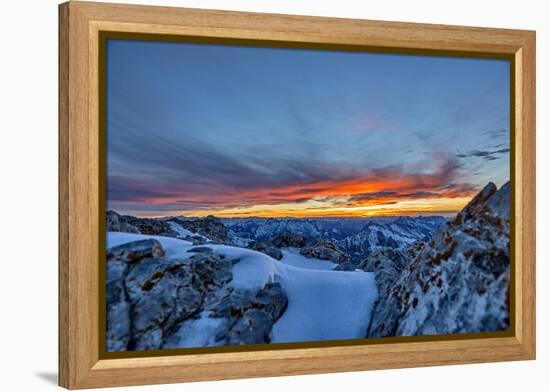 Sundown at Watzmann with Steinernes Meer, Loferer Steinberge, Central Alps-Stefan Sassenrath-Framed Premier Image Canvas