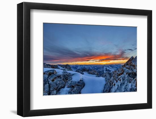 Sundown at Watzmann with Steinernes Meer, Loferer Steinberge, Central Alps-Stefan Sassenrath-Framed Photographic Print