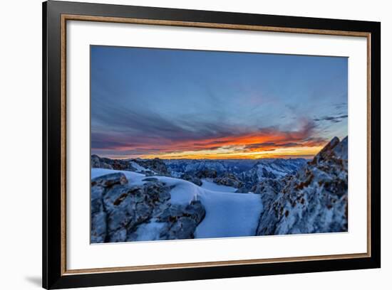 Sundown at Watzmann with Steinernes Meer, Loferer Steinberge, Central Alps-Stefan Sassenrath-Framed Photographic Print