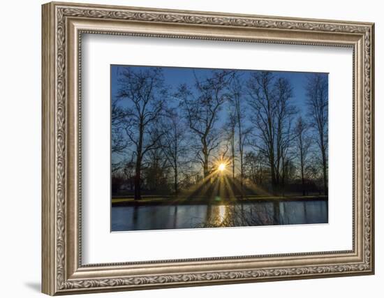 Sundown in a Pond with the Estate Dietlhofen, Bavarians, Germany-P. Widmann-Framed Photographic Print