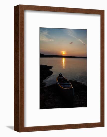 Sundown, Lelang Lake, boat, Dalsland, Götaland, Sweden-Andrea Lang-Framed Photographic Print