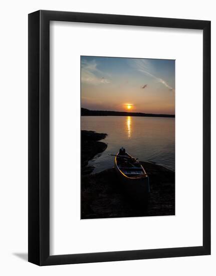 Sundown, Lelang Lake, boat, Dalsland, Götaland, Sweden-Andrea Lang-Framed Photographic Print