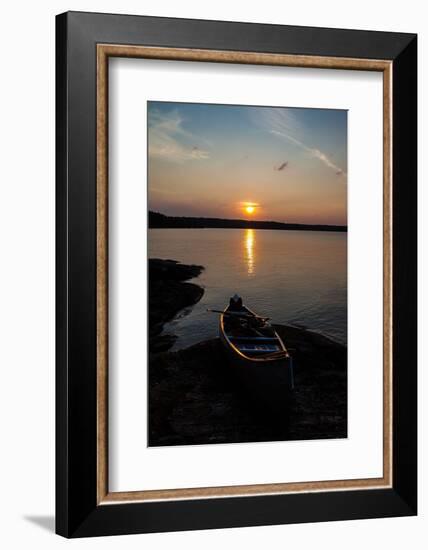 Sundown, Lelang Lake, boat, Dalsland, Götaland, Sweden-Andrea Lang-Framed Photographic Print