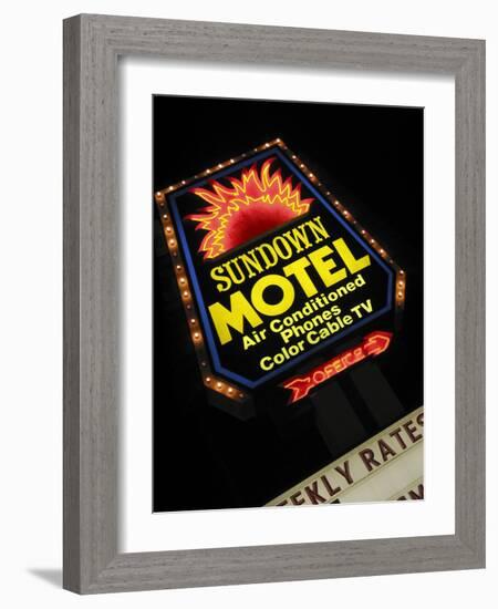 Sundown Motel Sign, Sheridan, Wyoming, USA-Nancy & Steve Ross-Framed Photographic Print