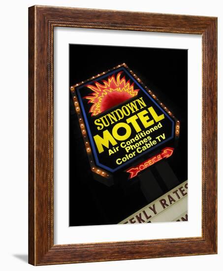 Sundown Motel Sign, Sheridan, Wyoming, USA-Nancy & Steve Ross-Framed Photographic Print