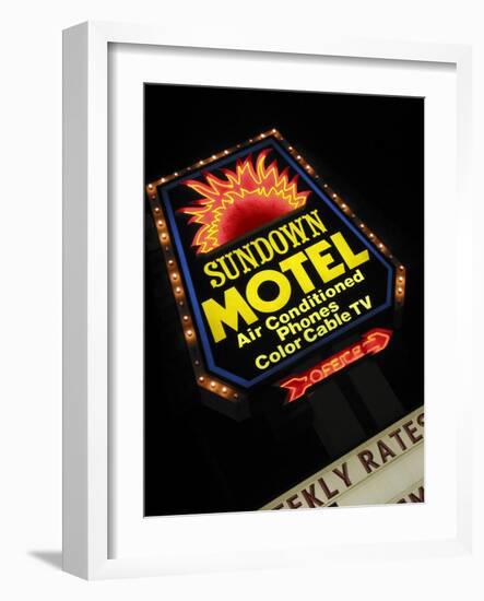 Sundown Motel Sign, Sheridan, Wyoming, USA-Nancy & Steve Ross-Framed Photographic Print