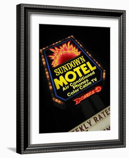 Sundown Motel Sign, Sheridan, Wyoming, USA-Nancy & Steve Ross-Framed Photographic Print