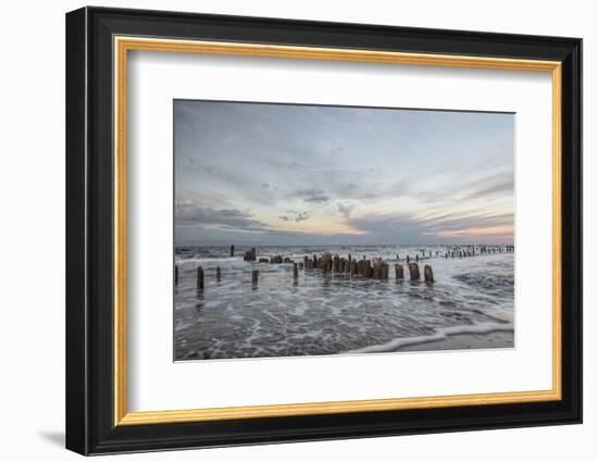 Sundown on the beach Kühlungsborn, the Baltic Sea, Mecklenburg Western Pomerania-UtArt-Framed Photographic Print