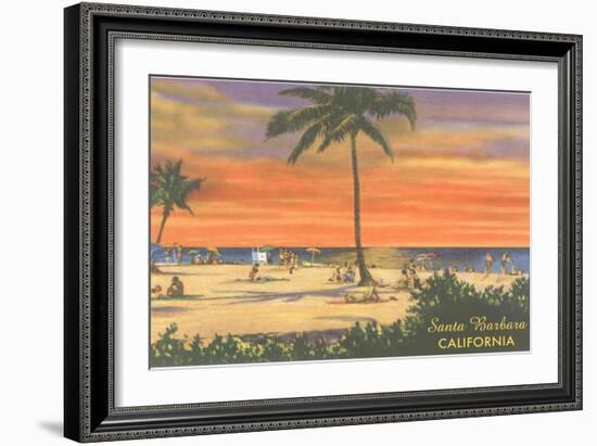 Sundown on the Beach, Santa Barbara, California-null-Framed Art Print