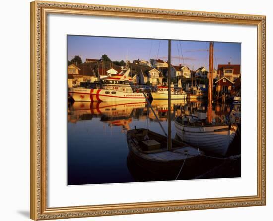 Sundown Over South Harbour, Village of Fjallbacka, Bohuslan, Sweden, Scandinavia-Kim Hart-Framed Photographic Print