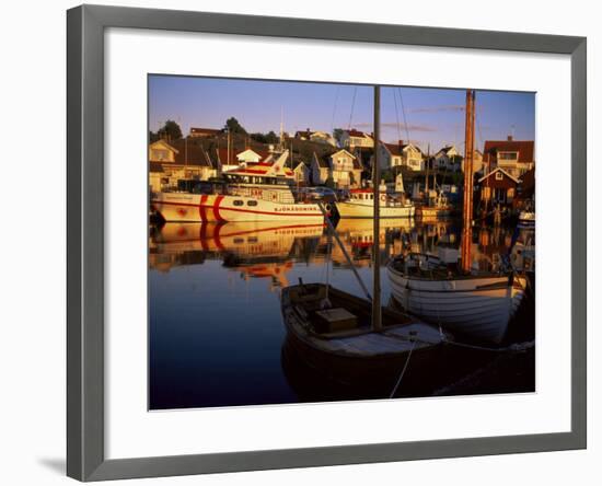 Sundown Over South Harbour, Village of Fjallbacka, Bohuslan, Sweden, Scandinavia-Kim Hart-Framed Photographic Print