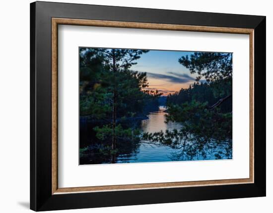 Sundown, Stora Le Lake, Dalsland, Götaland, Sweden-Andrea Lang-Framed Photographic Print