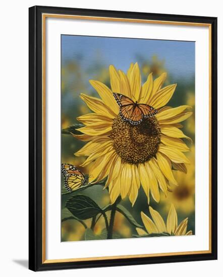 Sunflower and Butterflies-William Vanderdasson-Framed Giclee Print