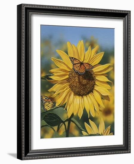 Sunflower and Butterflies-William Vanderdasson-Framed Giclee Print