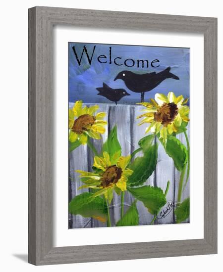 Sunflower Black Crow Welcome-sylvia pimental-Framed Art Print