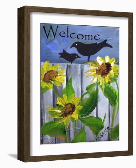 Sunflower Black Crow Welcome-sylvia pimental-Framed Art Print