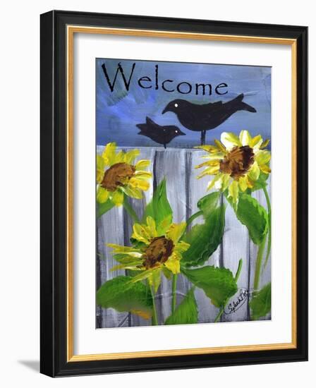 Sunflower Black Crow Welcome-sylvia pimental-Framed Art Print