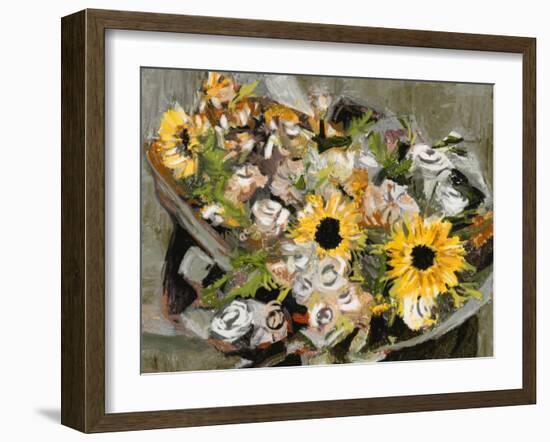 Sunflower Bouquet III-Melissa Wang-Framed Art Print