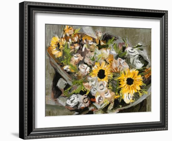 Sunflower Bouquet III-Melissa Wang-Framed Art Print