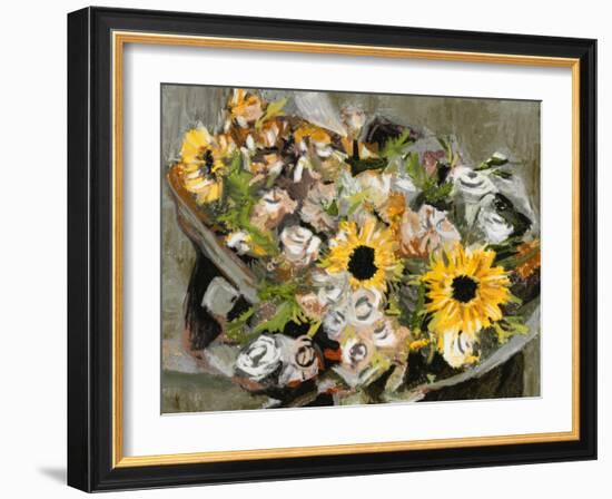 Sunflower Bouquet III-Melissa Wang-Framed Art Print
