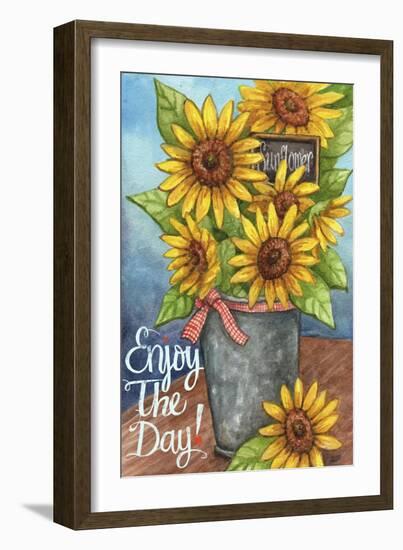 Sunflower Bucket Enjoy Day-Melinda Hipsher-Framed Giclee Print
