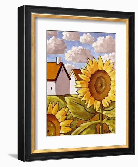 Sunflower & Cottages Scenic View-Cathy Horvath-Buchanan-Framed Giclee Print