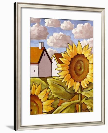 Sunflower & Cottages Scenic View-Cathy Horvath-Buchanan-Framed Giclee Print