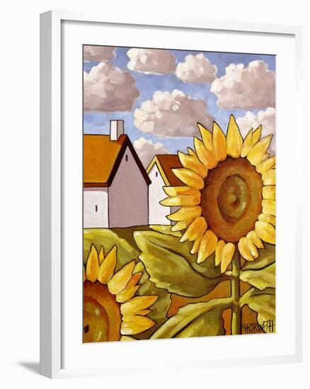 Sunflower & Cottages Scenic View-Cathy Horvath-Buchanan-Framed Giclee Print