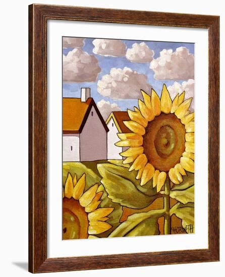 Sunflower & Cottages Scenic View-Cathy Horvath-Buchanan-Framed Giclee Print