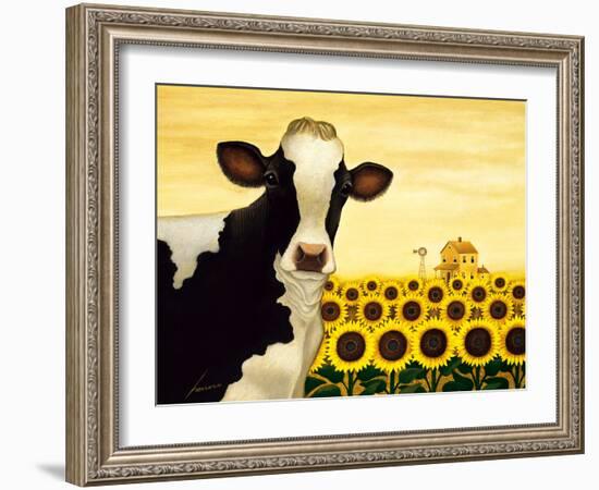 Sunflower Cow-Lowell Herrero-Framed Art Print