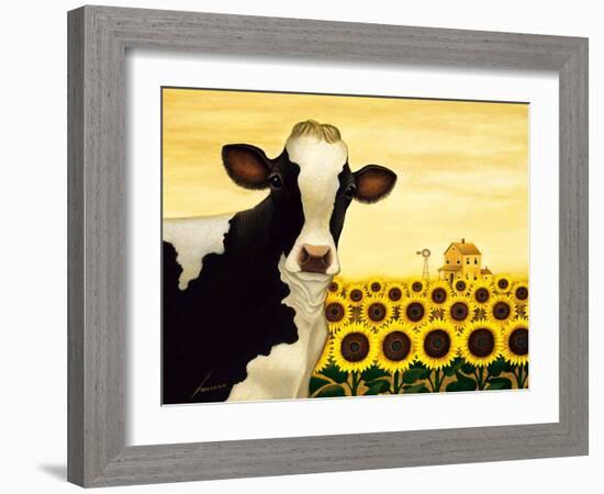 Sunflower Cow-Lowell Herrero-Framed Art Print