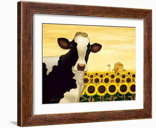 Sunflower Cow-Lowell Herrero-Framed Art Print