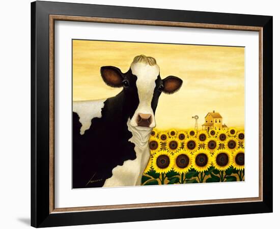 Sunflower Cow-Lowell Herrero-Framed Art Print
