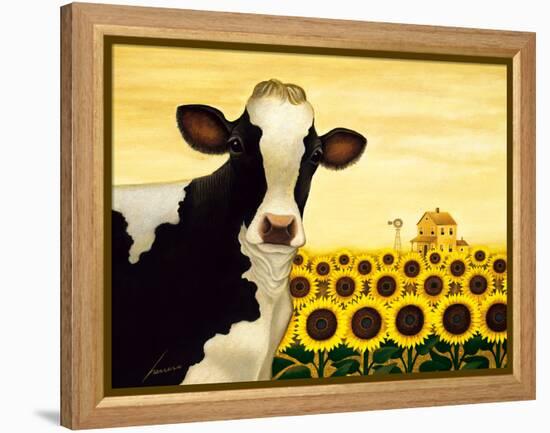 Sunflower Cow-Lowell Herrero-Framed Stretched Canvas