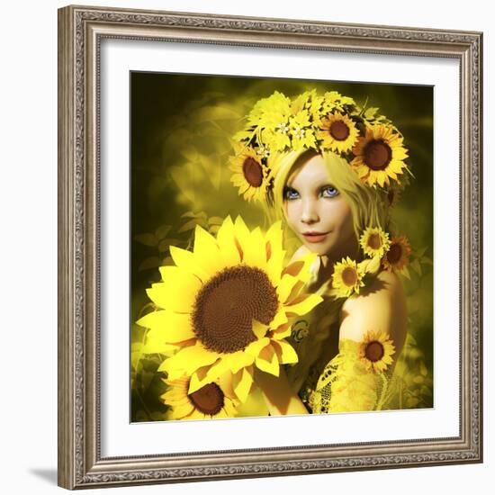 Sunflower Girl-Atelier Sommerland-Framed Art Print