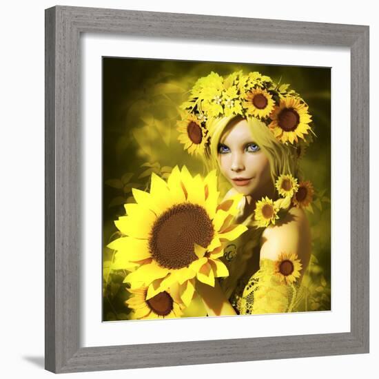 Sunflower Girl-Atelier Sommerland-Framed Art Print