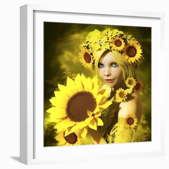 Sunflower Girl-Atelier Sommerland-Framed Art Print