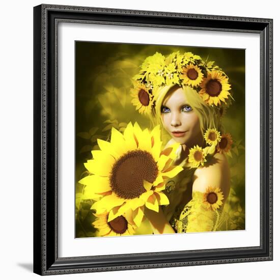 Sunflower Girl-Atelier Sommerland-Framed Art Print