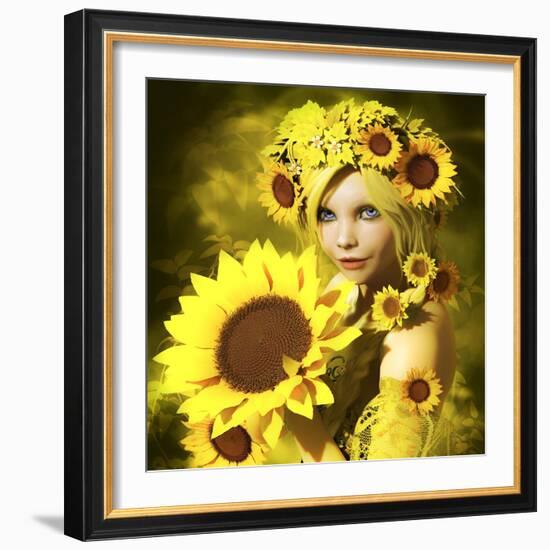 Sunflower Girl-Atelier Sommerland-Framed Art Print