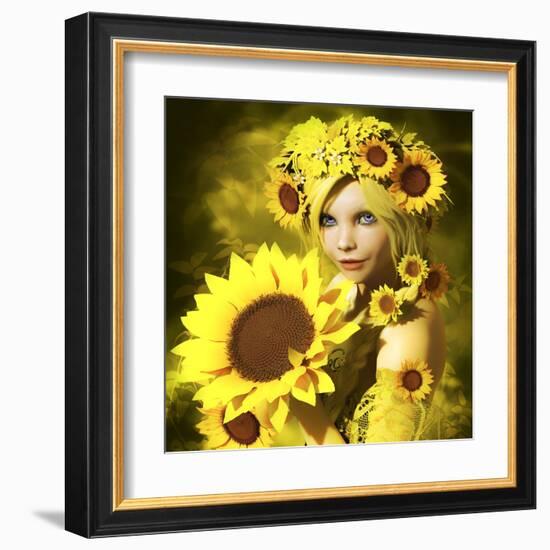 Sunflower Girl-Atelier Sommerland-Framed Art Print