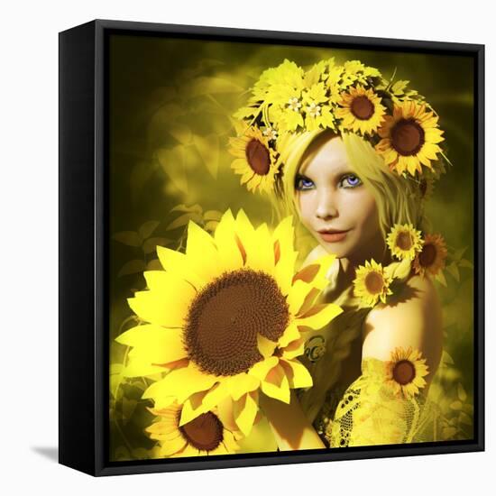 Sunflower Girl-Atelier Sommerland-Framed Stretched Canvas