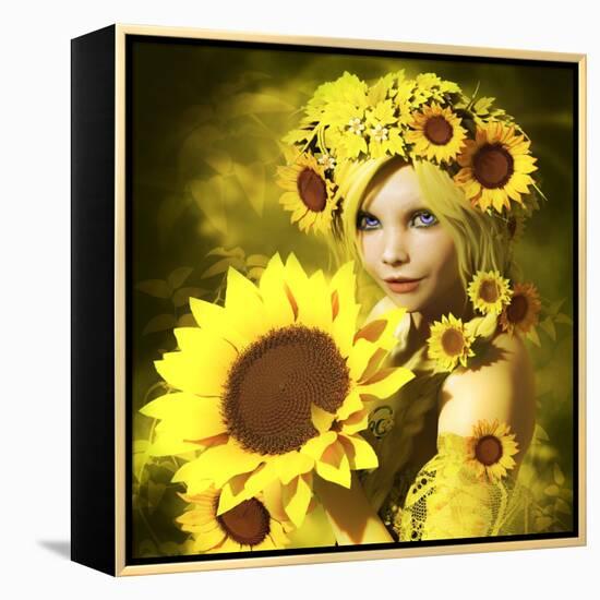 Sunflower Girl-Atelier Sommerland-Framed Stretched Canvas