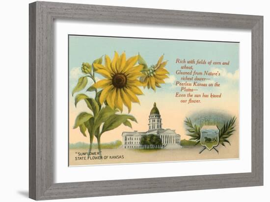 Sunflower, Kansas Capitol, Poem-null-Framed Art Print