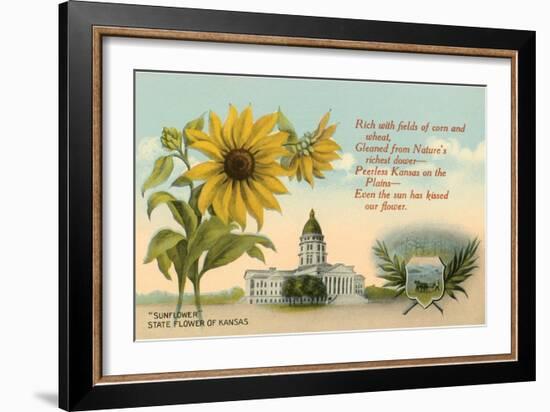 Sunflower, Kansas Capitol, Poem-null-Framed Art Print