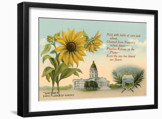 Sunflower, Kansas Capitol, Poem-null-Framed Art Print