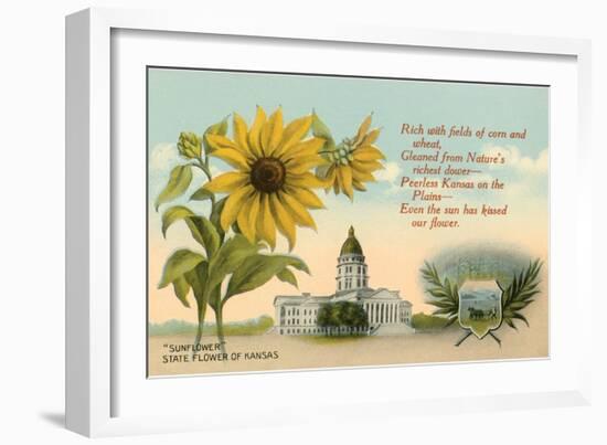 Sunflower, Kansas Capitol, Poem-null-Framed Art Print