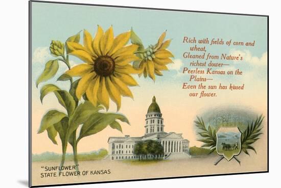 Sunflower, Kansas Capitol, Poem-null-Mounted Art Print