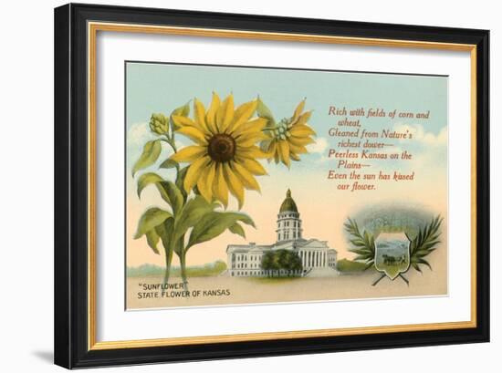 Sunflower, Kansas Capitol, Poem-null-Framed Art Print