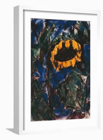 Sunflower; Sonnenblume, (Watercolour on Paper)-Christian Rohlfs-Framed Giclee Print