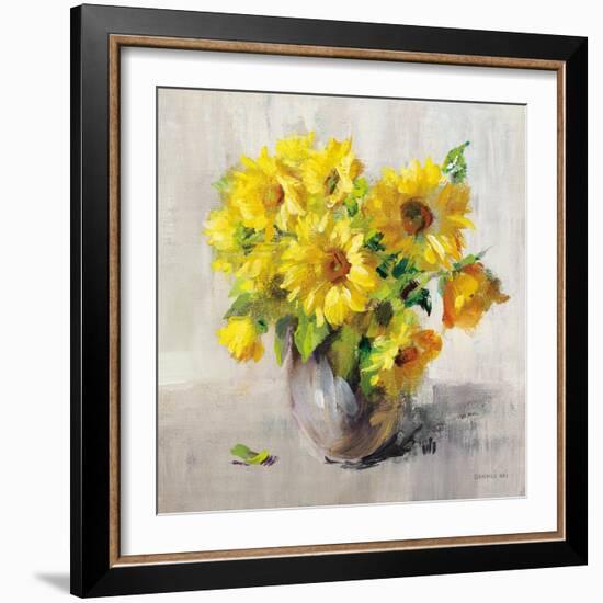 Sunflower Still Life II on Gray-Danhui Nai-Framed Art Print